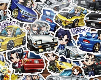 頭文字Dキャラクター＆車かわいいちびビニールステッカーAE86トレノRX7