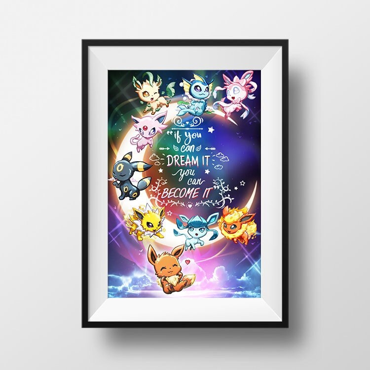 Pokemon Eevee Evolutions European Art Nouveau Poster Print 16x20 Mondo