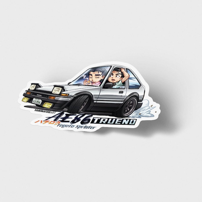 Initial D Character & Cars Cute Chibi Vinyl Stickers AE86 Trueno RX7 Skyline GTR EG6 Civic Lancer EVO 240SX Silvia Anime Manga image 6