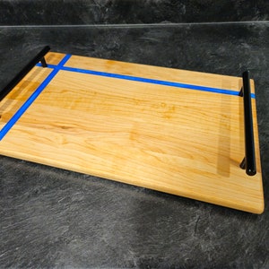 Handcrafted Wood and Epoxy Striped Charcuterie Board