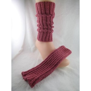 knitted cuffs with alpaca in old pink, elastic wrist warmers, ribbed, autumn accessory