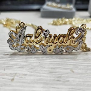 Double Gold Plated Heart Pendant Personalized Necklace