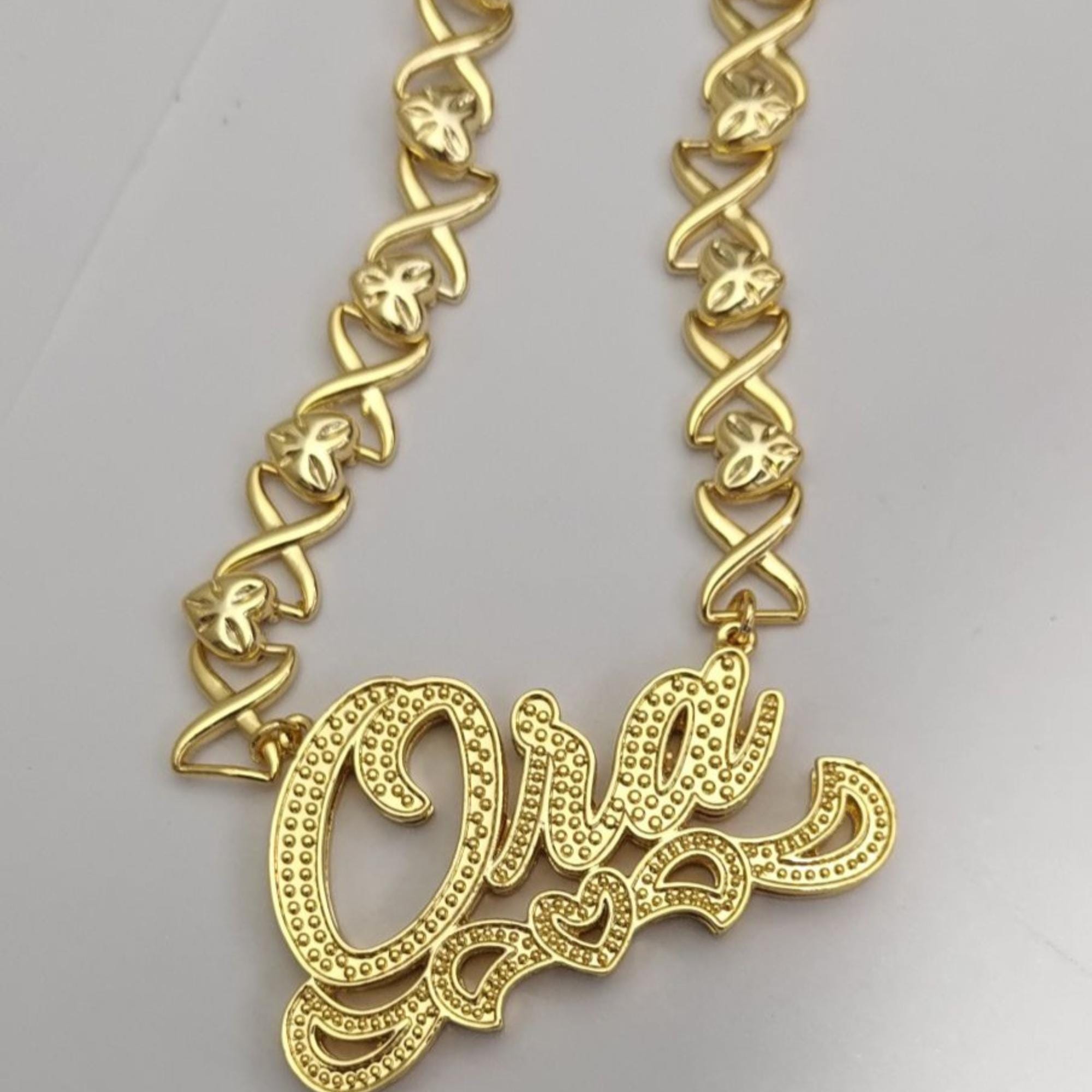 XOXO 3D Double Plated With Hearts Name Necklace - Israel