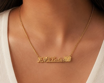 Custom Betty Boop Name Necklace, Personalized Nameplate Necklace,Real 18K Gold Plated or Silver Plated Stainless Steel Charm Jewelry