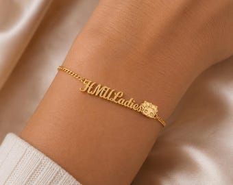 Personalized Name Betty Boop Bracelet/Anklet | Custom Cartoon Face Jewelry | 18K Gold Plated Stainless Steel | Silver & Rose Gold For Woman