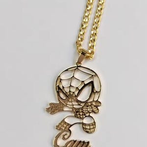 Swing into Style with Our Custom 18k Gold-Plated Spider-Man Pendant Personalized Name Necklace!