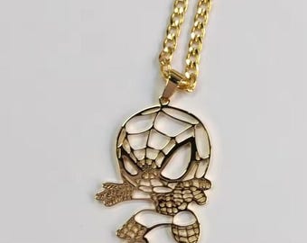Swing into Style with Our Custom 18k Gold-Plated Spider-Man Pendant Personalized Name Necklace!