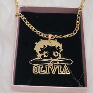 Betty Boop 18k Gold Plated Personalized Pendant Necklace