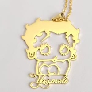 Betty Boop 18k Gold Plated Personalized Pendant Necklace