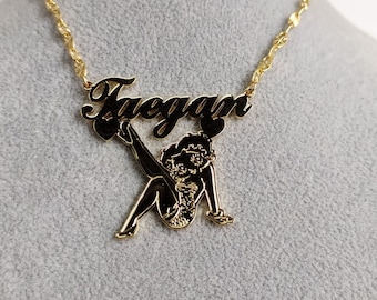 Collier Pendentif Betty Boop - Plaqué Argent Et émail, Neuf Sans Emballage