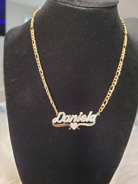 Gold Plated CZ Personalized Heart Pendant Name Necklace - Etsy