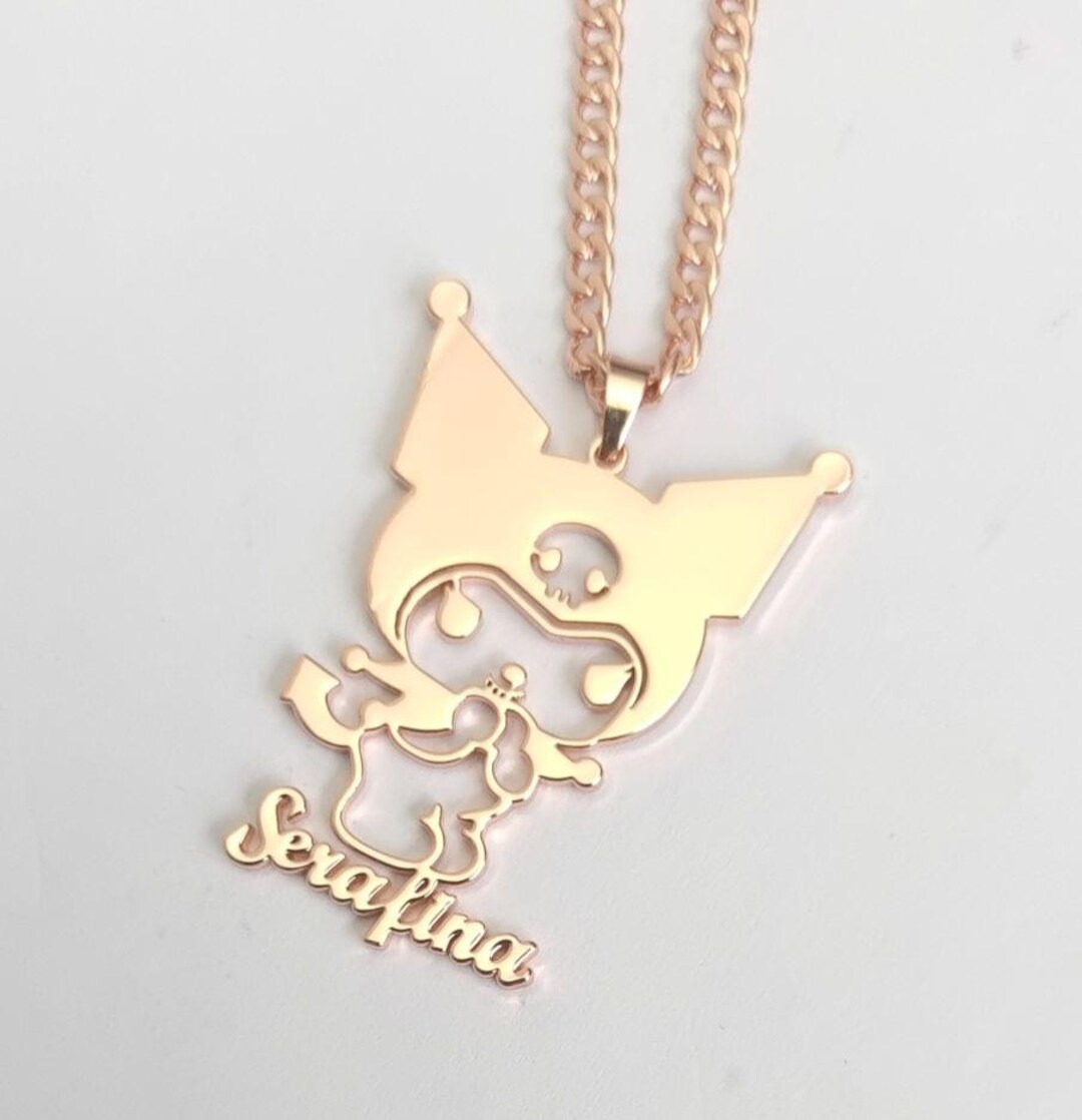 18k Gold Kuromi Personalized Name Necklace - Custom Sanrio Jewelry