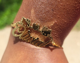 Personalized Heart Pendant Bracelet Characters "Hello Kitty, Cinnamonroll, Minnie Mouse, Tweety Bird, or Betty Boop" (Any Character)