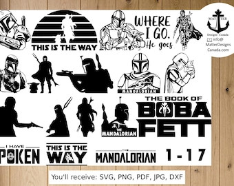 Logo Mandalorien Star Wars Art numérique 60 modèles ! | SVG, png, pdf, jpg, dxf | Laser Cricut Silhouette