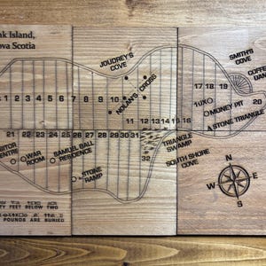 Oak Island Map 6 dessous de verre gravés au laser