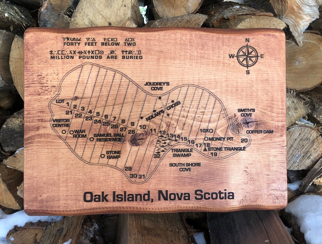 Oak Island Map Laser Engraved Etsy