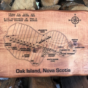 Oak Island Karte - Lasergravierte Landkarte von Nova Scotia