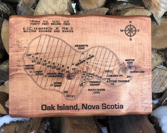 Carte d&#39;Oak Island - Gravure au laser, puits d&#39;argent de la malédiction Nouvelle-Écosse