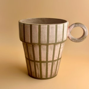 Handmade ceramic mugs, geometric spectrum - sunset pink