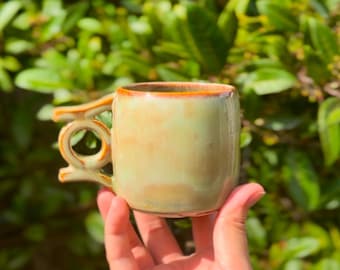 Handmade ceramic mug, zen green