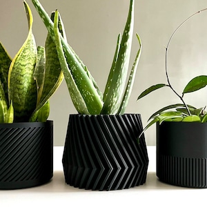 Geometric 3D Printed Plant Pot Set: Minimalist Planters, Eco-Friendly PLA