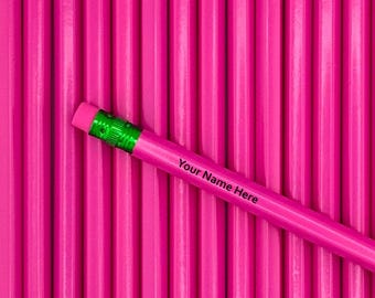 Vibrant Pink Personalized Pencils Pack: Custom Name, Back To School Gift
