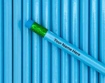 Vibrant Blue Personalized Pencils Pack: Custom Name, Back To School Gift
