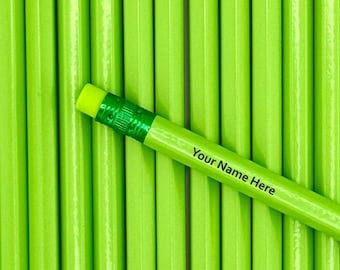 Green Vibrant Personalized Pencils Pack