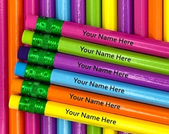 Personalized Vibrant Pencils Multi-Color Pack: Custom Name, Back To School Gift