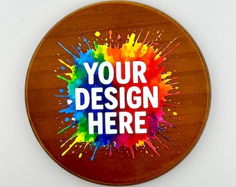 Custom Design Coasters – Message us your Your Logo, Text, or Image - Walnut Coaster