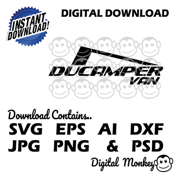 Ducamper van Design - available in svg eps jpg png dxf perfectr vinyl cardcraft wall art Cricut Silhouette perfect for stickers or printing