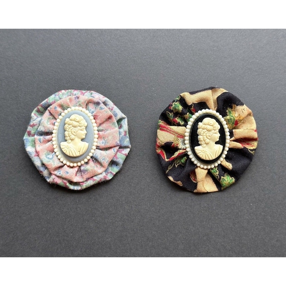 Vintage Cotton Cameo Brooches Set Of 2