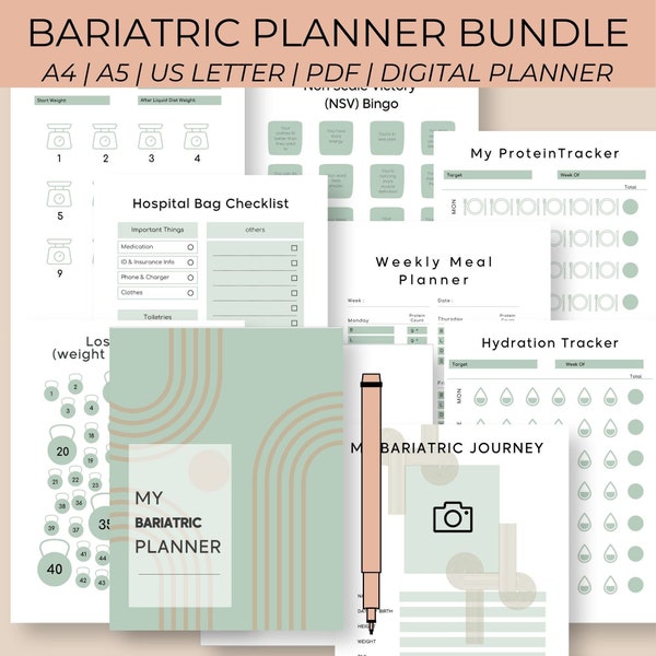 2024 Bariatric Surgery Journal,Weight Loss Surgery Tracker,Gastric Sleeve Surgery Journal,Bariatric Sleeve Planner,Printable Measurement