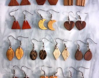 handmade wooden dangle earrings