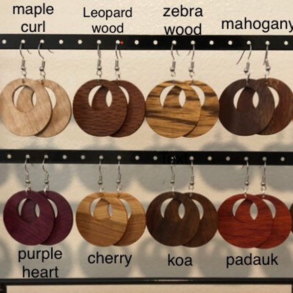 Handmade wooden hoop earrings
