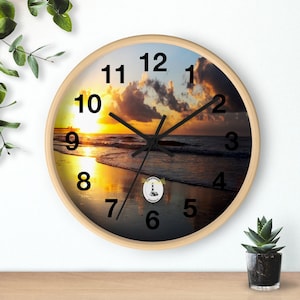 Wall clock With A Beautiful Ocean Sunrise With Spectacular Colors at Mytle Beach SC