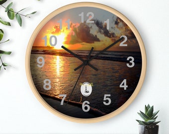 A Beautiful wall clock featuring a gorgeous and peaceful Myrtle Beach sunrise with numbers!!