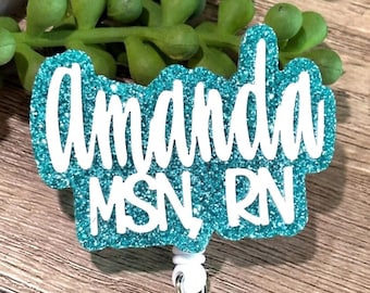 MSN RN Badge Reel, Personalized RN Nurse Badge Holder