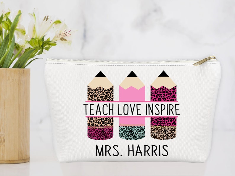 Personalized Teacher Bag Teacher Gift Teacher Cosmetic Bag Etsy