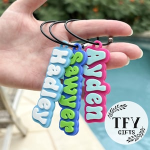 Water Bottle Name Tag, Lunch Bag Tag, Diaper Bag Tag, Personalized Keychain with Wire, Custom Bag Tag, Backpack Name Tag, Custom Keychain