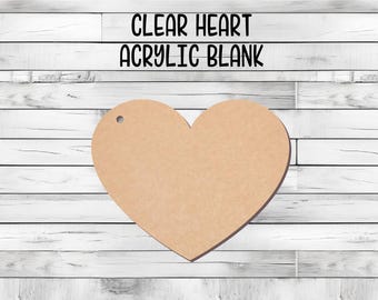 Heart Acrylic Shape, Clear Acrylic Heart Blank, Unfinished Valentine Craft Supplies, Shapes for Keychain, Badge Reel, Phone Grips