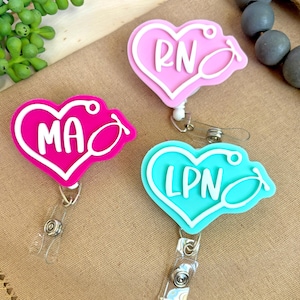 Nurse Badge Reel, Retractable Badge Reel, Personalized Nurse Gift, Appreciation Week, Nurse Graduation Gift, ID Holder, Badge Holder w/Title