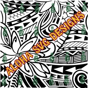 Tiare Polynesian Tribal Background SVG/PNG Design