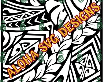 Hawaiian Maile Lei Tribal Background SVG/PNG/PDF Design