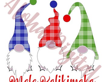 Hawaiian Palaka Print Christmas Gnomes PNG w/Free Gift!