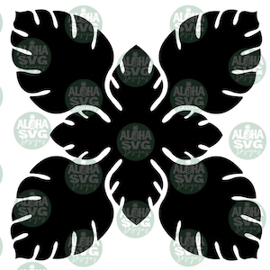 Monstera Hawaiian Quilt Block SVG/PDF/PNG