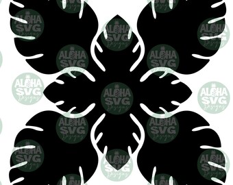 Monstera Hawaiian Quilt Block SVG/PDF/PNG