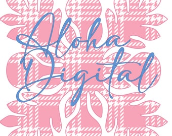 NEW! Hawaiian Pink Palaka Ulu Design SVG/PNG