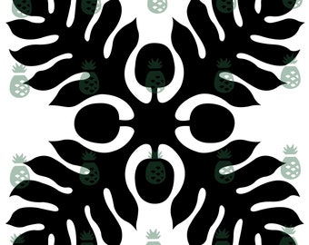 Ulu2 Hawaiian Quilt Block Design SVG/PDF/PNG
