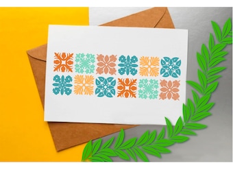 Digital Item - Hawaiian Quilt Block Banner Style PNG/SVG in WAIKIKI Color Palette